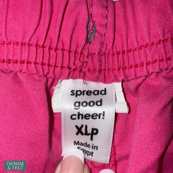 Spread Good Cheer XLP Pink Scrub Pants Elastic Waist Drawstring Pockets Comfort - Picture 4 of 6